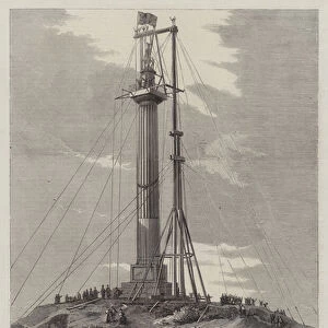 Raising the Anglesey Statue to the Top of the Column erected to the Memory of the late Marquis near Menai Bridge (engraving)