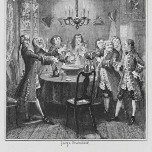 Randulph refusing to drink the Kings health "over the water"(engraving)