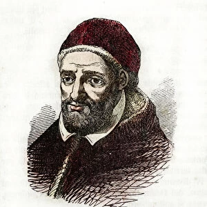Representation of Pope Clement VIII (Clemente or Clemens) (1592-1605) Drawing from " Misteri del Vaticano" by Franco Mistrali