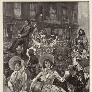 The Revival of May-Day Celebrations, the Procession in Hoxton (litho)