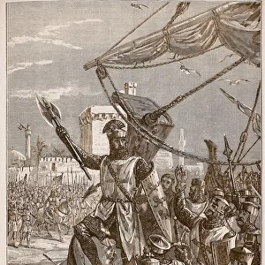 Richard landing at Jaffa, illustration from Cassell