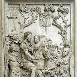 Roman Emperor Marcus Aurelius pardons the defeated enemies, c. 176-180 (Marble relief)
