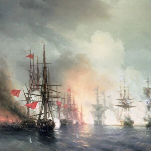 Russian-Turkish Sea Battle of Sinop on 18th November 1853, 1853 (oil on canvas)