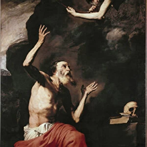Saint Jerome and the Angel (oil on canvas, 17th century)