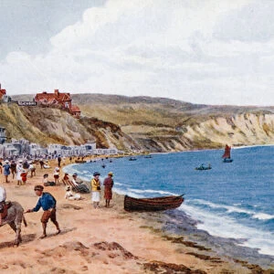 The Sands, New Swanage (colour litho)