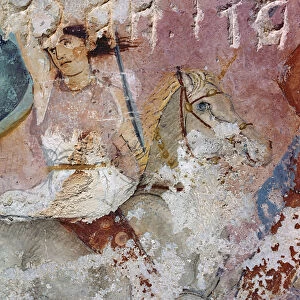 The Sarcophagus of the Amazons, detail of a rider, from Tarquinia (tempera on alabaster)