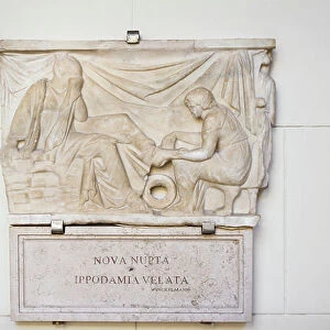 Sarcophagus relief with scene of nova nupta (marble)