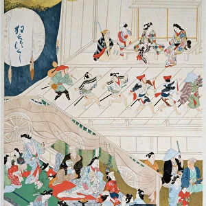 Scene of Japanese popular theatre during the Genroku period (1688-1704)