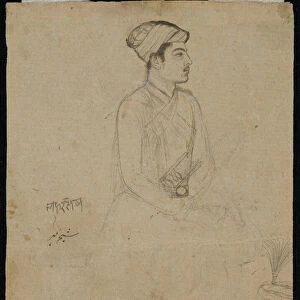 Seated nobleman, mid-17th century (ink on paper)