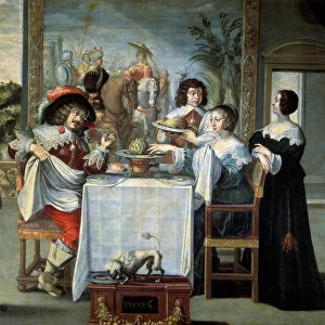 Five senses, taste by anonymous painter, copy of engraving by Abraham Bosse (1602-1676)