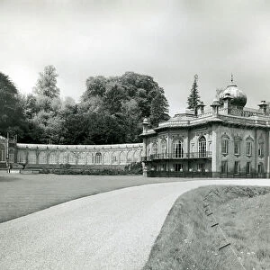 Sezincote, the entrance front with the Conservatory curving away to the rear, from 100 Favourite Houses (b/w photo)