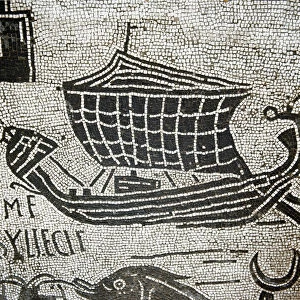 A ship from Alexandria in the port of Ostia (mosaic, 1st century BC-1st century AD)