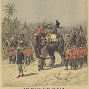 The Siamese Army on the march (colour litho)