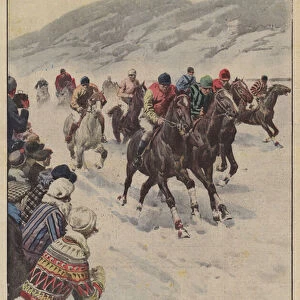 The singularities of sport, horse racing on ice (colour litho)
