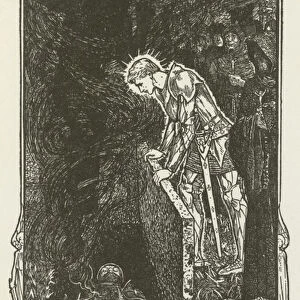 Sir Galahad opens the Tomb (engraving)