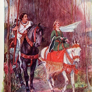 Sir Lancelot and Queen Guinevere. Coloured illustration from the book The Gateway to Tennyson published 1910