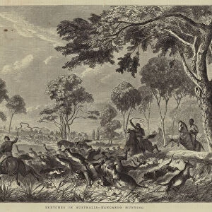 Sketches in Australia, Kangaroo Hunting (engraving)