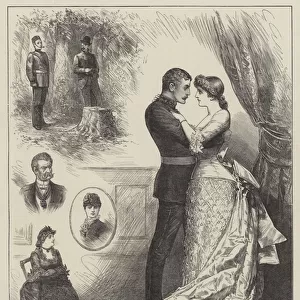 Sketches from "Ours, "at the Haymarket Theatre (engraving)