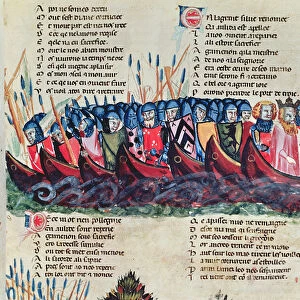 Soldiers in their Ships, from the Codex Benito de Santa Mora (vellum)