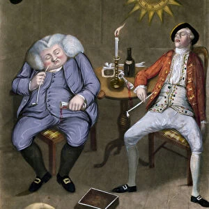 The Solid Enjoyment of Bottle and Friend, 1774 (colour litho heightened with gouache)