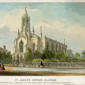 St Jamess Church, Clapham (coloured engraving)