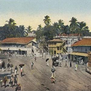Street Scene, Bombay (coloured photo)