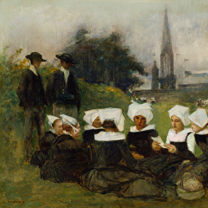Study for Breton Women at a Pardon, c. 1887 (oil on panel) (see also 60974)