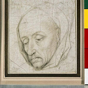 Study of the head of an old man, 15th century (silverpoint on paper)
