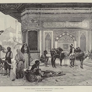 At Sultan Ahmeds Fountain in Constantinople (engraving)