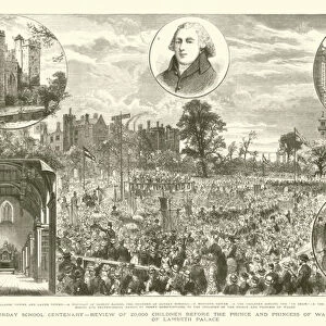 The Sunday School Centenary, Review of 20, 000 Children before the Prince and Princess of Wales... (engraving)