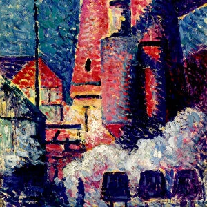 Tall Furnaces, 1896 (oil on paper mounted on board)