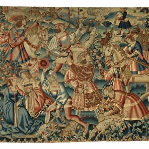 Tapestry, Month of April, from Tournai, 1500-25 (wool)
