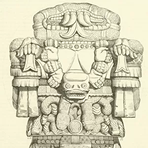 Teoyaomiqui, la Deesse de la Mort, Idole mexicaine (engraving)