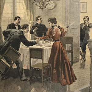 Tragic end to a lunch, illustration from Le Petit Journal: Supplement illustre