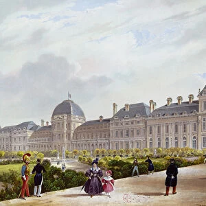 The Tuileries during the Restoration (coloured engraving)