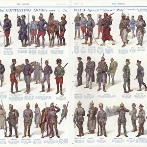Uniforms of the French and German armies, World War I, 1914 (colour litho)