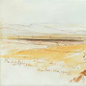 Two views of Thebes, 1848 (pencil, pen & brown ink & w / c)