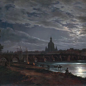 "Vue de Dresde au clair de lune"(View of Dresden by Moonlight