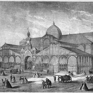 Vue exterieure du marche du Temple a Paris, 1864. Aussi appele le "
