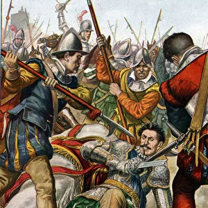 War of the League of Cambrai (War of the Holy League or Fourth Italian War): the death of Gaston de Foix-Nemours in the Battle of Ravenna, 11 / 04 / 1512, Italy"(Italian wars)