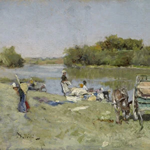 Washerwomen, 1874 (oil on panel)