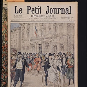 A Wedding on a Bicycle, front cover illustration from Le Petit Journal