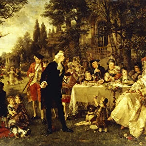 Wedding Party in the Garden of Fontainebleau, (oil on canvas)