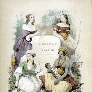 Four women representing the four corners of the world - frontispiece of "
