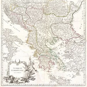 1752, Vaugondy Map of Greece, Macedonia and Albania, topography, cartography, geography