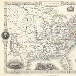1851, Tallis and Rapkin Map of the United States, topography, cartography, geography