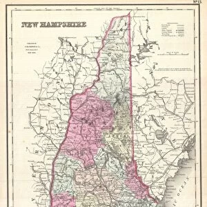 1857, Colton Map of New Hampshire, topography, cartography, geography, land, illustration