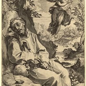 Agostino Carracci after Francesco Vanni, Saint Francis Consoled by the Musical Angel
