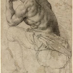 Alessandro Allori, A Pearl Diver, Italian, 1535-1607, c. 1570, black chalk on laid paper