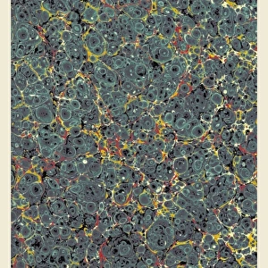 Background, 19th century lithograph, marbled paper